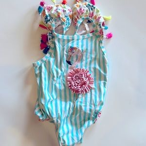 Kids Mud Pie flamingo swimsuit.  Size 2t.